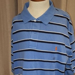 Mens Polo Ralph Lauren Short Sleeve Blue Striped Polo Shirt Size 2XL big